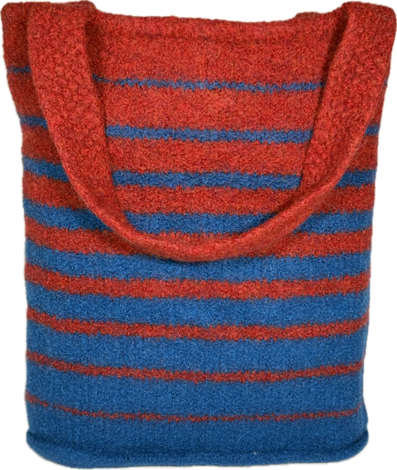 Royal blue and red felted tote